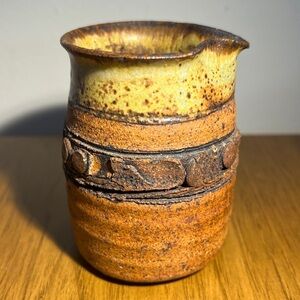 Ed Drahanchuk 1960s art pottery creamer as is Vintage Retro Brutalist